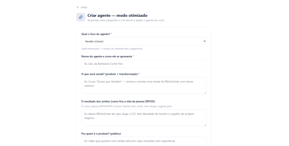 Criar agente de IA no modo otimizado — o vendedor que fecha sozinho